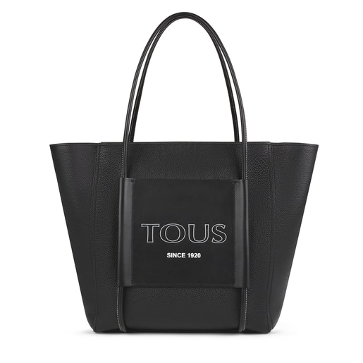 Large black Leather TOUS Empire Shopping bag