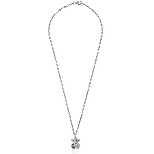 Steel Face Necklace with Enamel