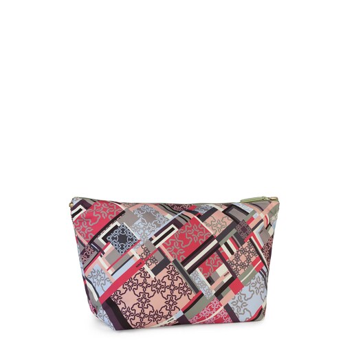 中型 カーキ/マルチカラー Kaos Shock リバーシブルスカーフ ハンドバッグ