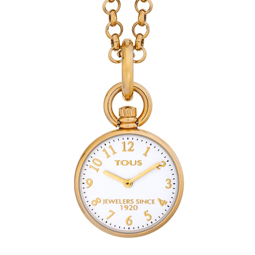 Job pocket watch in gold-colored IP steel
