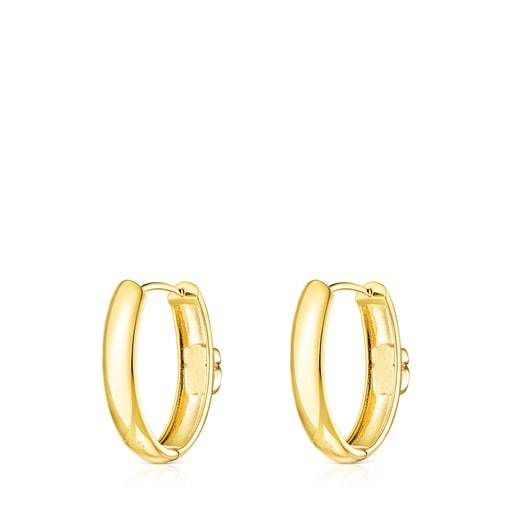 Aretes grandes Icon Color con baño de oro 18 kt sobre plata y malaquita