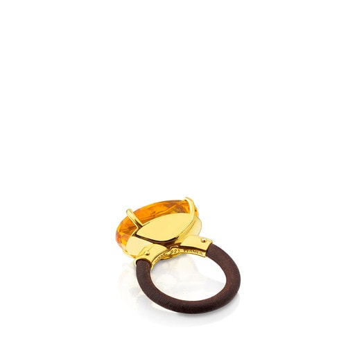 Vermeil Silver Cocktail Ring with Citrine