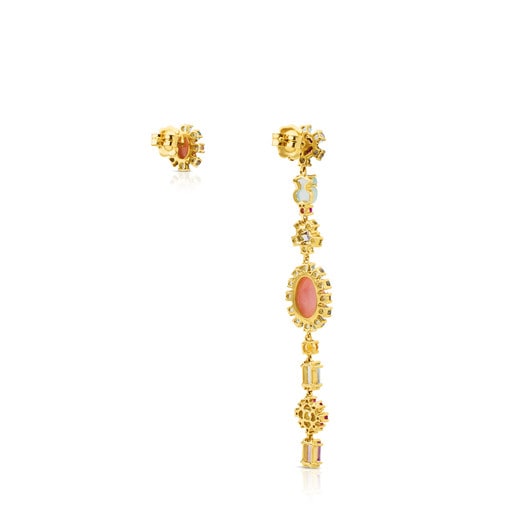 Gold Mini Teatime Earrings with Gemstones
