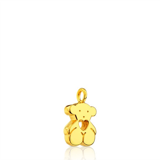 Gold Sweet Dolls Pendant medium size. Bear motif with heart hole