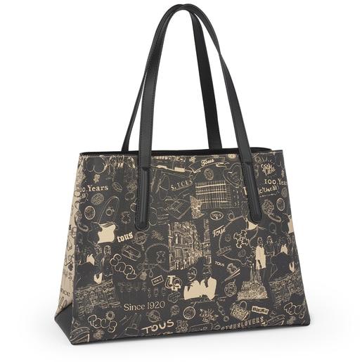 Sac Shopping TOUS Centenary beige et noir