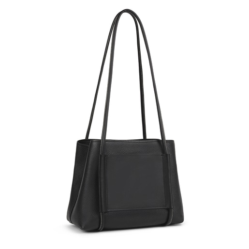 Large black Leather TOUS Empire City bag
