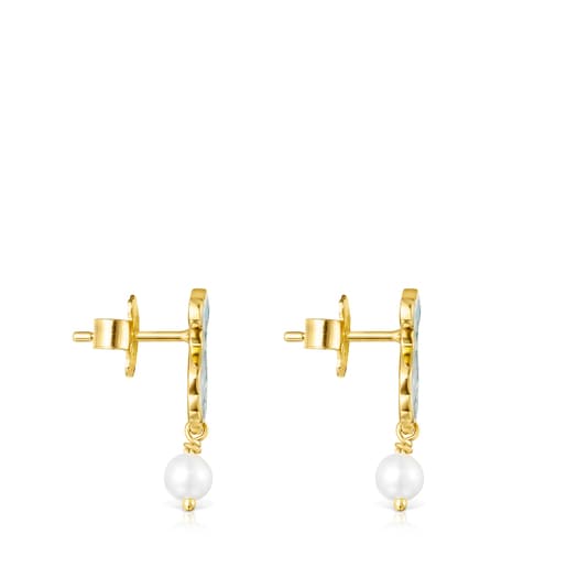 Σκουλαρίκια Minifiore από Χρυσό Vermeil, Μαργαριτάρι και Γυαλί Murano