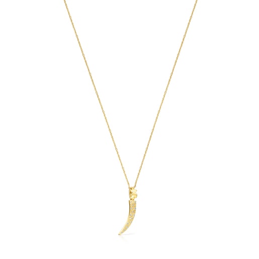 Gold TOUS Good Vibes cornucopia Necklace with Diamonds | TOUS