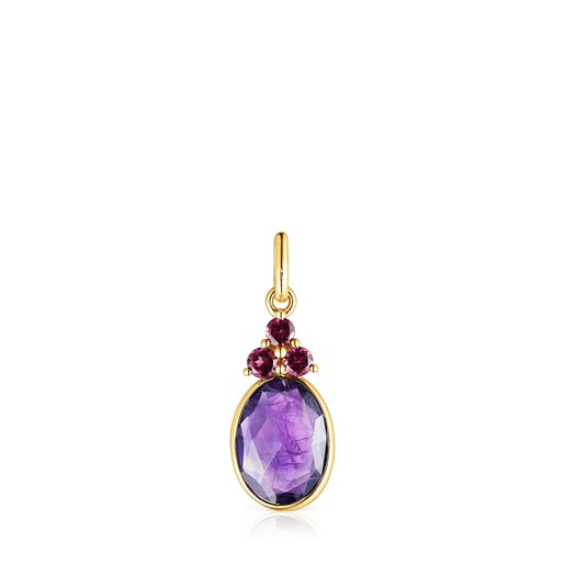 Pendentif Luz en Or avec Améthyste et Rhodolite