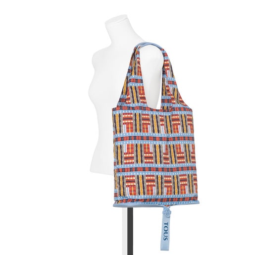 Πτυσσόμενη τσάντα για Ψώνια Alicya σε πολύχρωμο-μπλε χρώμα