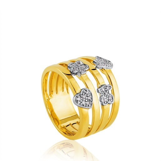 White and Yellow Gold Puppies Ring with Diamond