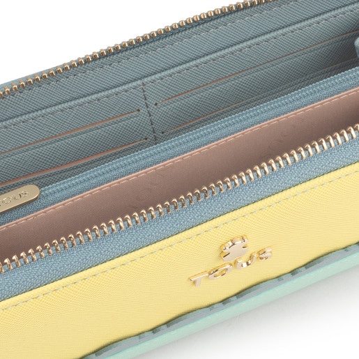 Średniej wielkości żółto-jasnoniebieski portfel z kolekcji Carlata