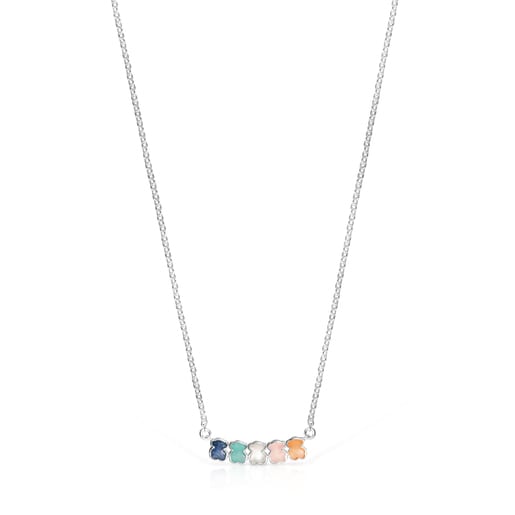 Mini Color Necklace in Silver with Gems