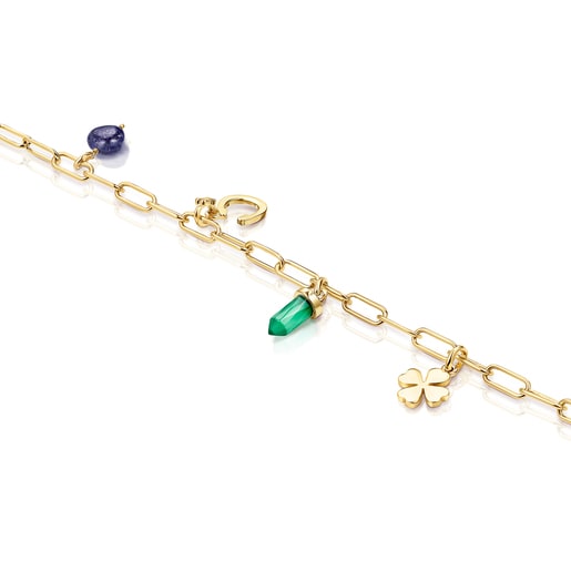 Bracciale TOUS Good Vibes con placcatura in oro 18 kt su argento e gemme