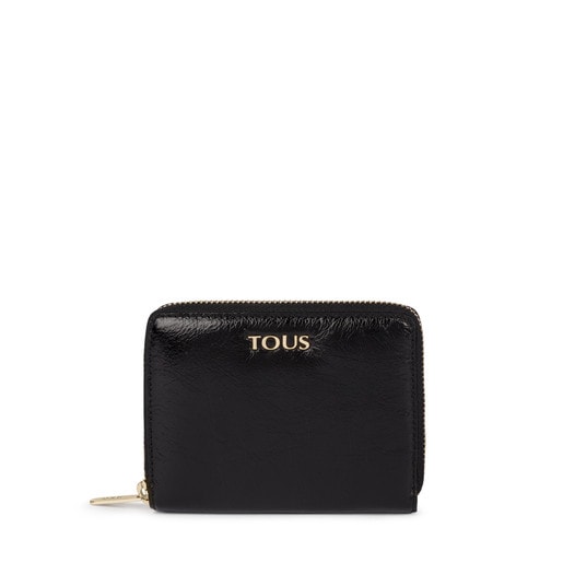 Small black Leather Tulia Crack Wallet