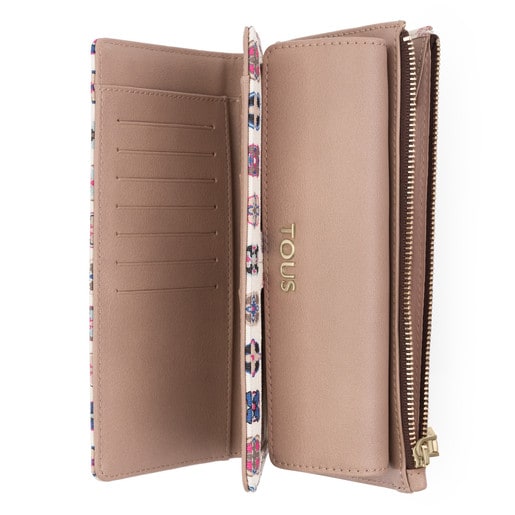Medium beige Canvas Mossaic Tie Wallet TOUS