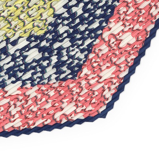 Yellow Oda Bear Pleated Squared Scarf