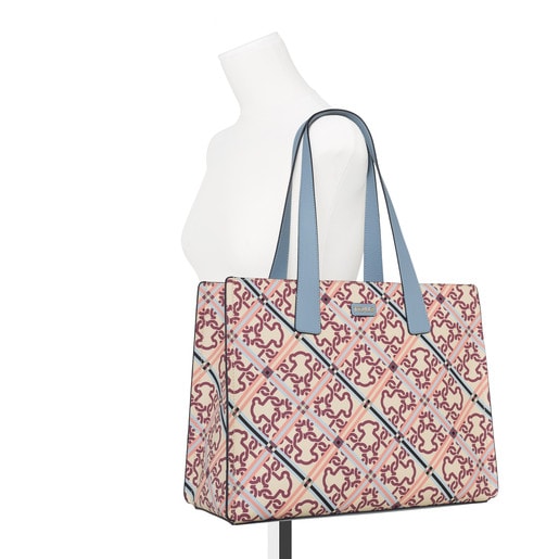 Τσάντα για Ψώνια Mossaic Frames σε μπεζ-μπλε χρώμα