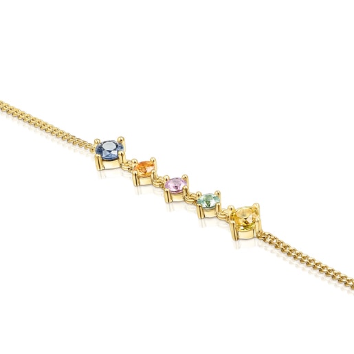 Bracciale con placcatura in oro 18 kt su argento e zaffiri Glaring multicolori