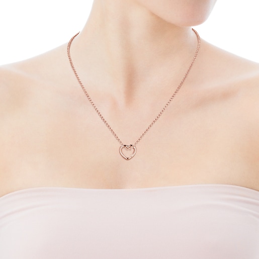 Collar Hold corazón con baño de oro rosa de 18 kt sobre plata