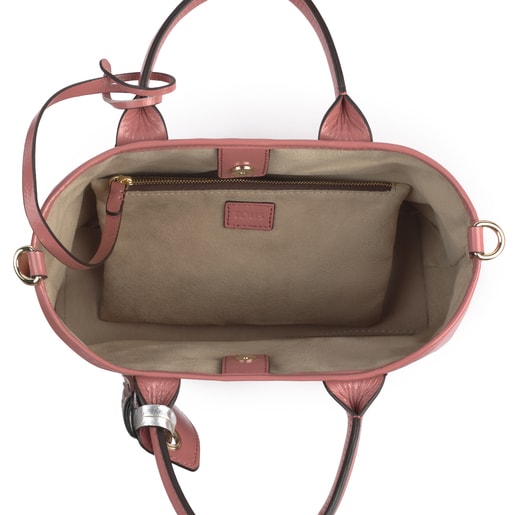 Small antique pink leather Francine Crack tote bag