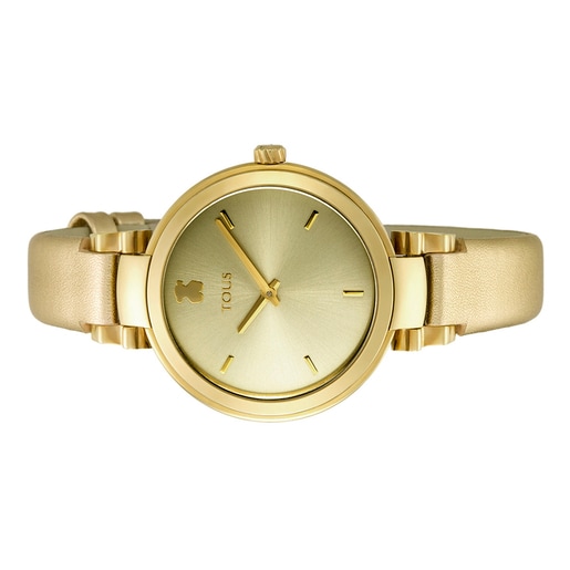 Gold IP Steel Julie Watch with gold colored Leather strap
