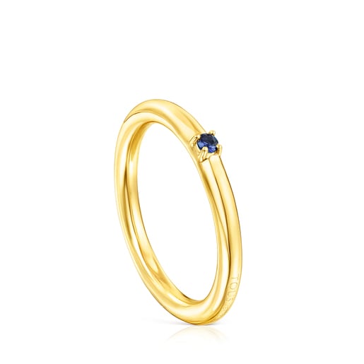 Ring-Set Ring Mix aus Vermeil-Silber mit blauem Saphir