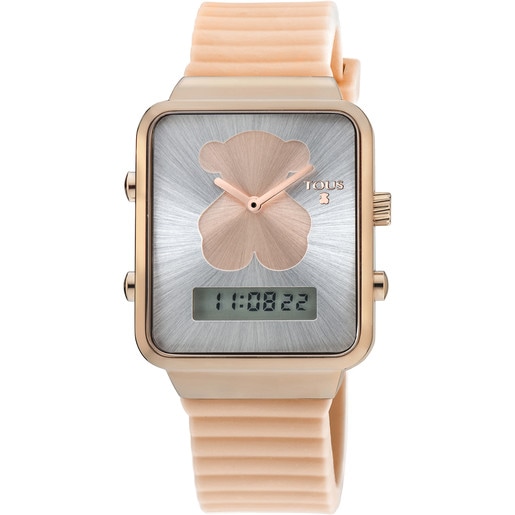Reloj Tous D-Bear de acero ip rosado en policarbonato con 