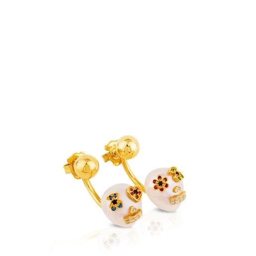 Pendientes Sweet Skull con baño de oro 18 kt sobre plata