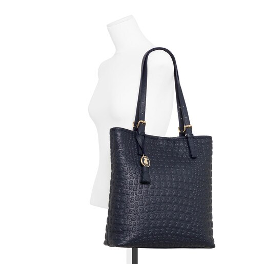 Navy blue Leather Sherton Shopping bag