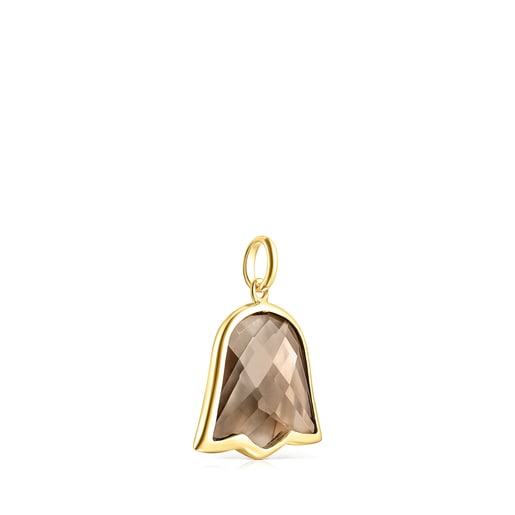 Silver Vermeil and smokey Quartz Sweet Dolls Color Pendant