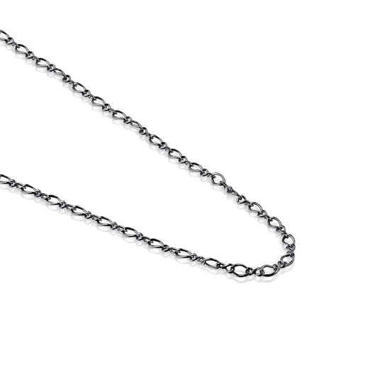 Mittellange Halskette TOUS Chain im Stil einer Panzerkette aus Dark Silver