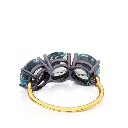 ATELIER Titanium Ring with Gold and Topazes