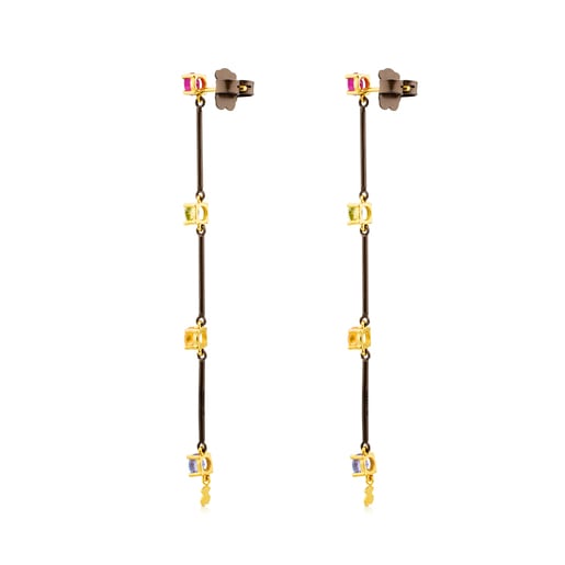 Titanium and Gold Mix Titanio Earrings with Gemstones