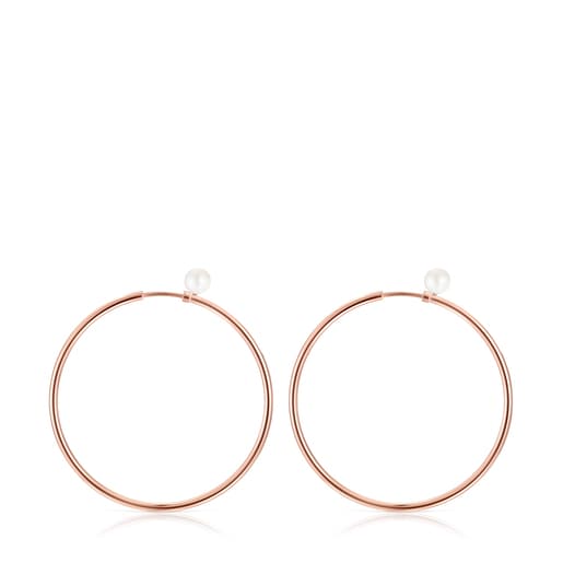 TOUS Basics large Earrings in Rose Silver Vermeil with Pearl