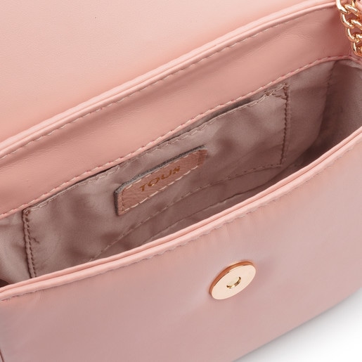 Μικρή τσάντα Χιαστί Rene braided σε ροζ-πολύχρωμο