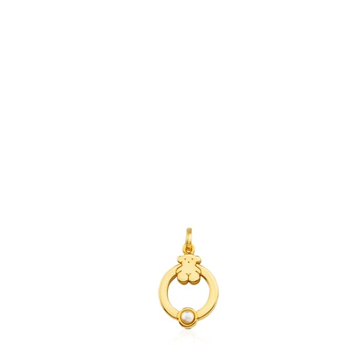 Small Gold Super Power Pendant with Pearl