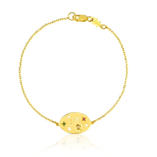 Gold Lyra Bracelet with Sapphire, Tsavorite and Diamond