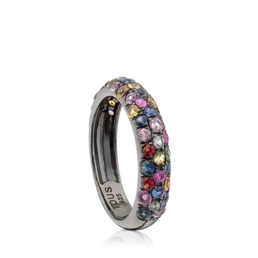 Silver TOUS Fantasy Ring with multicolor sapphires