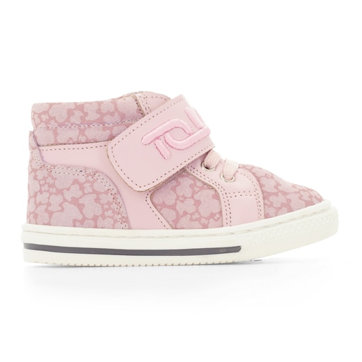 Deportiva de piel bota con cordones y tira cinta a