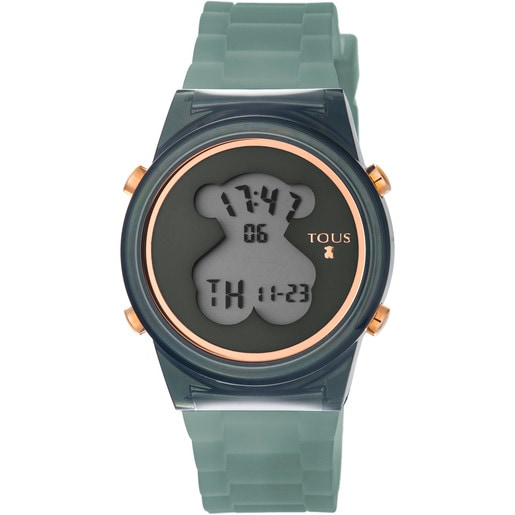 Rellotge digital D-Bear Fresh de policarbonat amb corretja de silicona gris fosc