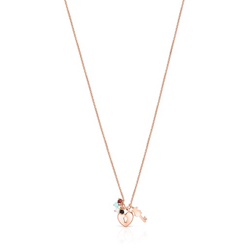 Collar San Valentín con baño de oro rosa 18 kt sobre plata y gemas - Exclusivo Online