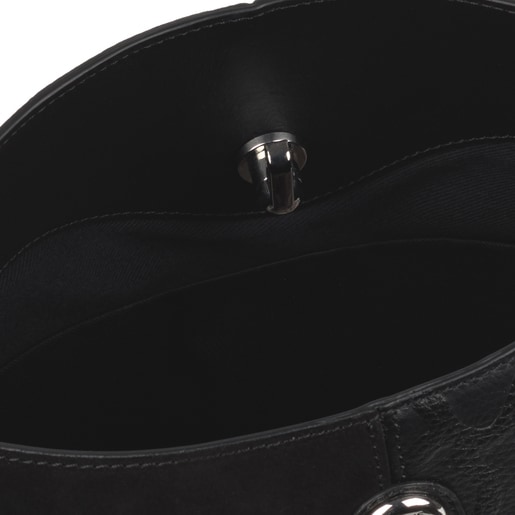 Μεγάλη μαύρη τσάντα ενός ώμου TOUS Icon από Δέρμα
