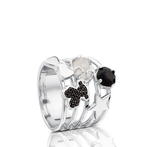 Silver Join Ring with Gemstones