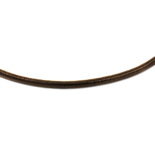 Gargantilla TOUS Chokers de Cuero de 3 mm marrón con cierre de plata, 42 cm.