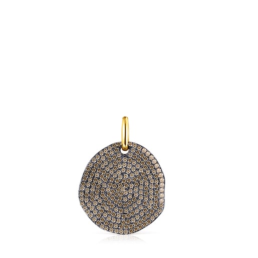 Large Silver Vermeil Nenufar Pendant with Diamonds