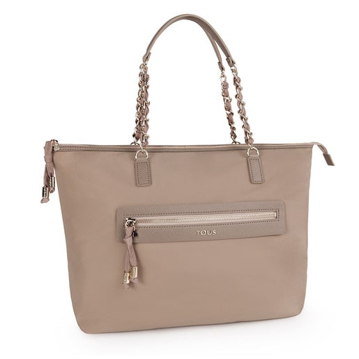 Taupe colored Canvas Brunock Chain Tote bag