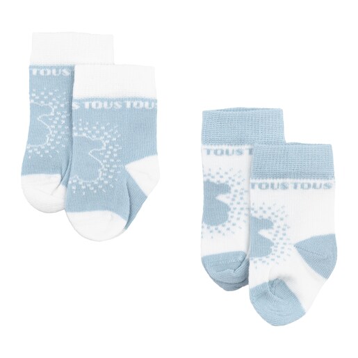 Conjunto peúgas Urso micropontos Sweet Socks Azul Celeste