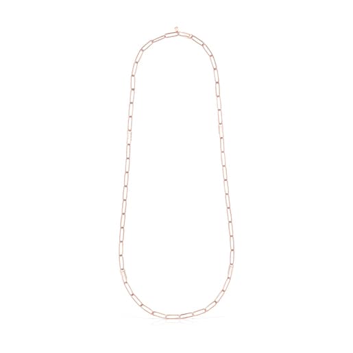 Gargantilla con baño de oro rosa 18 kt sobre plata y anillas ovales XL, 95 cm Chain