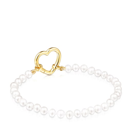 Herz-Armband Hold aus Gold mit Perlen